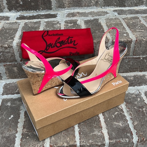 Christian Louboutin, Paris, pink wedge heels - Picture 3 of 8